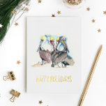 Unique Beach Christmas Cards Watercolor Pelicans<br><div class="desc">Do Tell A Belle's unique beach Christmas cards are a charming choice to send to friends and family this season. They features watercolor pelicans. The word's "Happy Holidays" are set in embossed letter pressed gold foil. Use the template fields to add your personalized greeting. A coastal chic yet tropical choice...</div>