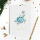 Unique Beach Christmas Cards Watercolor Sea Turtle<br><div class="desc">Do Tell A Belle's unique beach Christmas cards are a charming choice to send to friends and family this season. They features a watercolor sea turtle in shades of turquoise, blues and greens. The word's "Merry Christmas" are set in embossed letter pressed gold foil. Blank inside to add your own...</div>