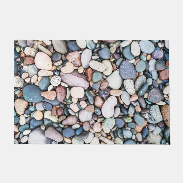 Unique Beach Stones Indoor Outdoor Door Mat (Front)