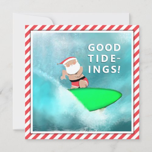 Unique Beach Surfing Christmas Holiday Card