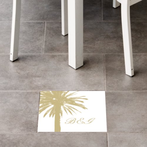 Unique beach wedding monogrammed palm tree logo  floor decals