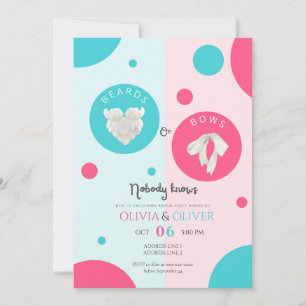 Unique Beards or bows gender reveal party Invitation