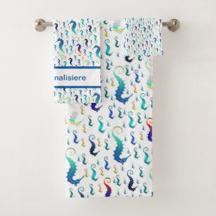 unique, beautiful, colorful, painted pattern a gre bath towel set