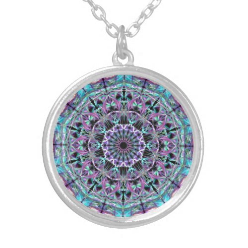 Unique Beautiful Mandala Necklace Gift for Her Silver Plated Necklace