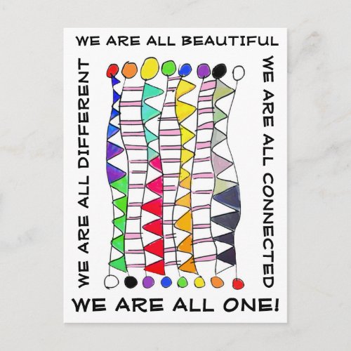 Unique beautiful  one diversity celebration postcard