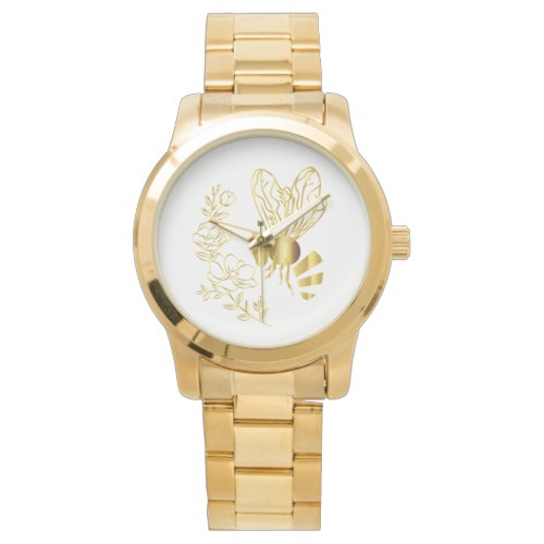 Unique Bee and Flower Elegant Two_Toned Watch