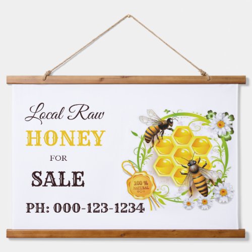 Unique Beekeeper Apiary Honey for Sale Wood Topped Hanging Tapestry