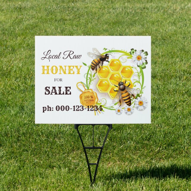 Unique Beekeeper Apiary Honey for Sale Yard Sign (Insitu)