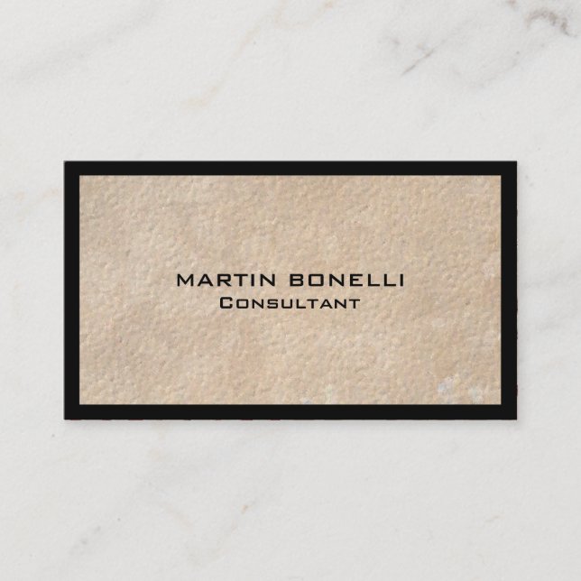 Unique Beige Black Border Special Plain Business Card (Front)