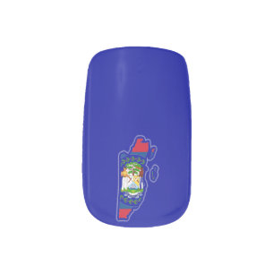 Unique Belize Flag Map Shaped Manicure Minx Nail Art