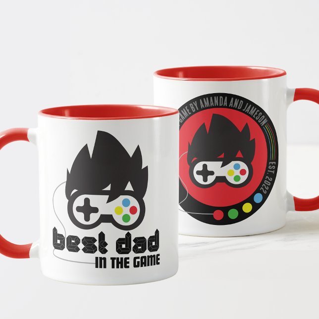 Unique Best Dad in the Game Personalized Mug (Unique Retro Inspired Best Dad in the Game Mug for Gaming Dad's. Great Birthday or Father's Day Gift)