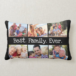 Unique Best Family Ever Quote 6 Photo Collage  Lumbar Pillow