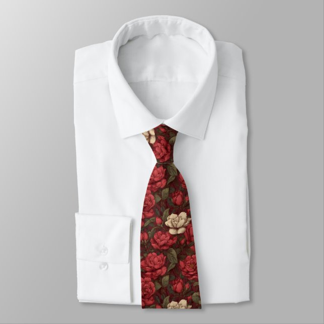 Unique Best Gifts For Men Gardenias Flower Neck Tie (Tied)