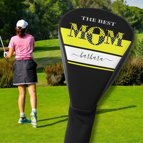 Unique Best Mom Custom Gold Black Lettering Name Golf Head Cover