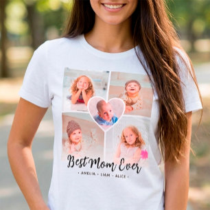 Unique "Best Mom Ever" Custom 5 Photo Collage T-Shirt