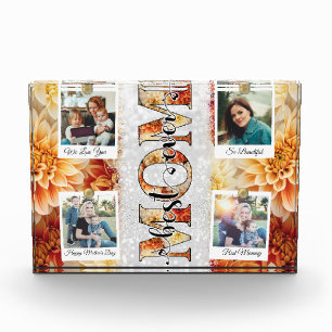 Unique Best Mom Ever Custom Floral Photo Collage Block