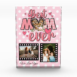 Unique Best Mom Ever Custom Photo Collage Block