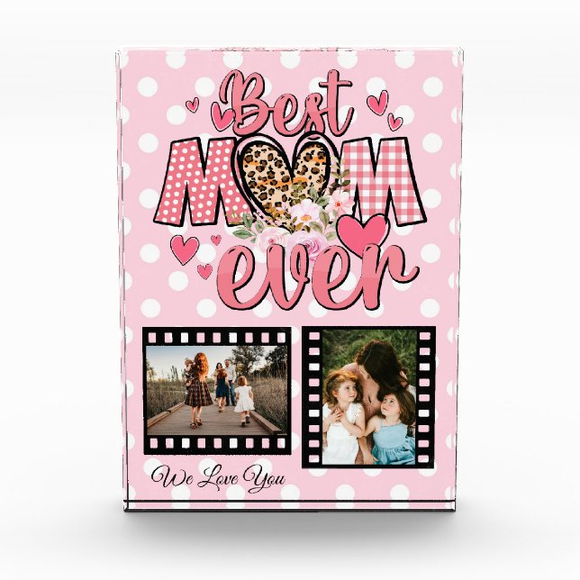 Unique Best Mom Ever Custom Photo Collage Block (Front)