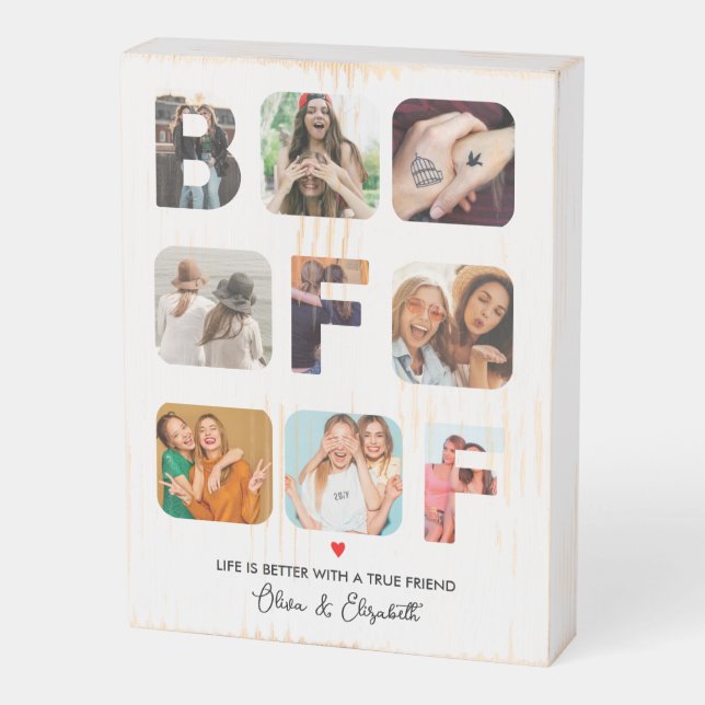 Unique BFF Gifts Best Friends Forever Besties Wooden Box Sign (Angled Vertical)