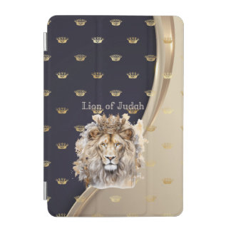 Unique Bible Lion of Judah Beige Navy Gold Crowns iPad Mini Cover
