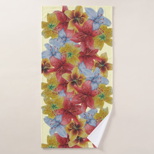 unique big and bold colorful flowers floral bath towel