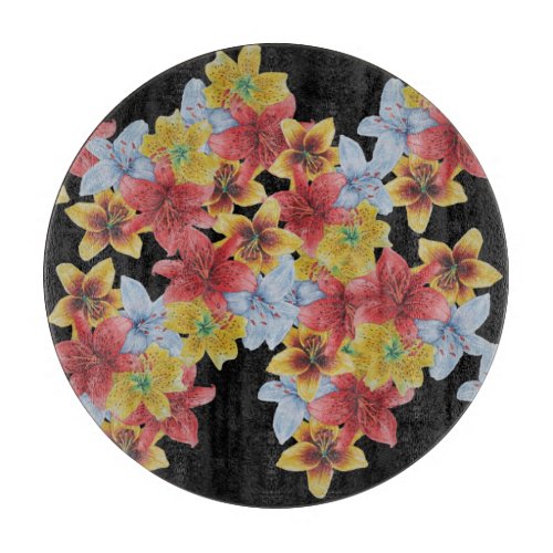 unique big and bold colorful flowers floral cutting board