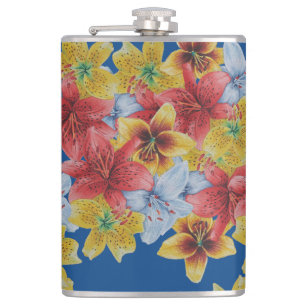 unique big and bold colorful flowers floral flask