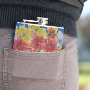 unique big and bold colorful flowers floral flask