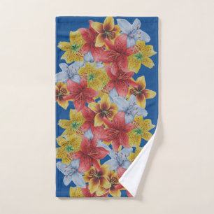 unique big and bold colorful flowers floral hand towel