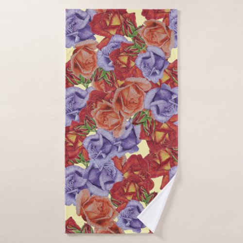 unique big and bold colorful rose flowers floral bath towel