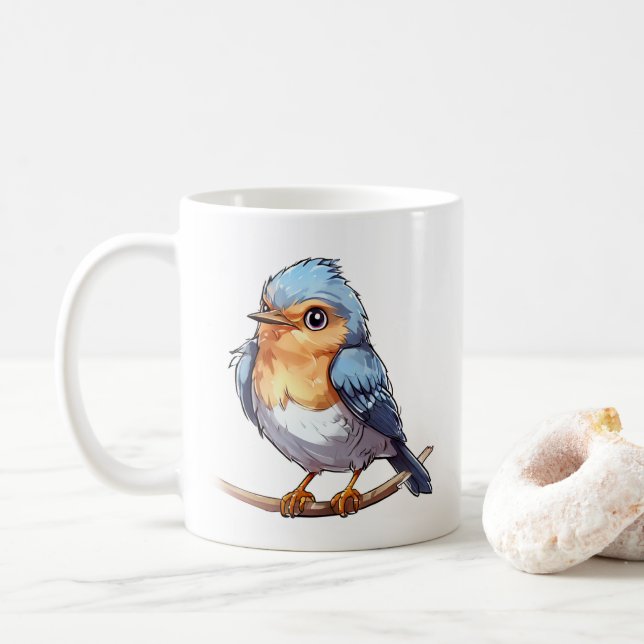 Unique Bird Art Mug – Perfect for Birdwatching Fan (With Donut)