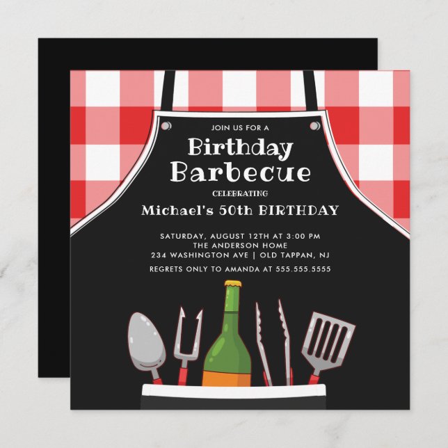 Unique Birthday Barbecue Invitation (Front/Back)
