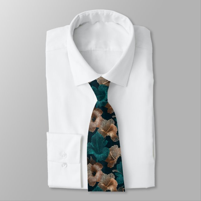 Unique Birthday Gifts For Boyfriend Tropical Flowe Neck Tie (Tied)