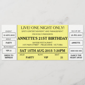 Unique Birthday Invitation (Concert Ticket Styled)