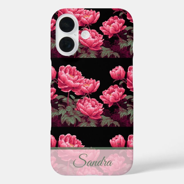 Unique Birthday Party Peony Name Case-Mate iPhone Case (Back)