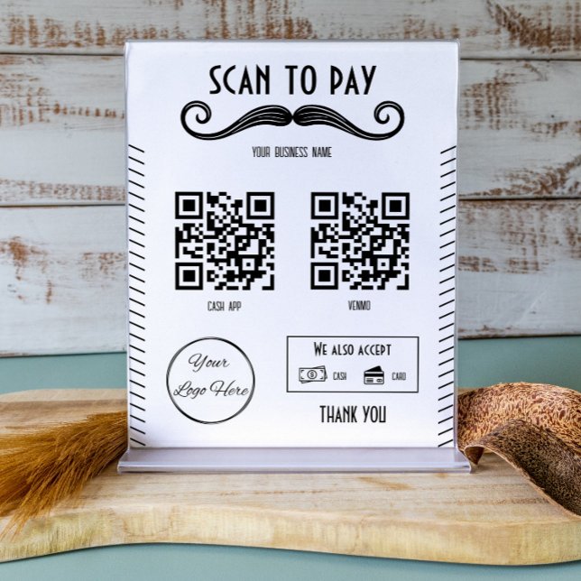 Unique black 2 QR codes barber shop scan to pay Poster (Creator Uploaded)