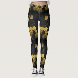 Unique Black and Gold Honeycomb Bee Keeper Lover Leggings