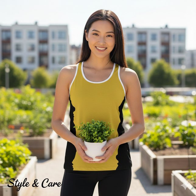 Unique Black and Metallic Gold Eye-catching Tank Top (Unique Black and Metallic Gold Eye-catching Tank Top)
