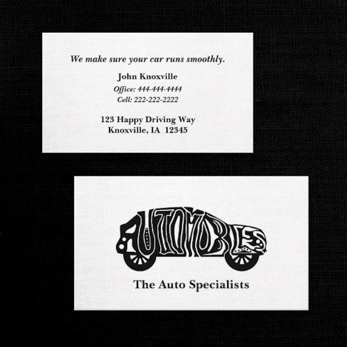 Unique Black and White Auto Industry Business Card