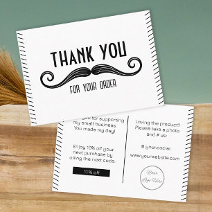 Unique black and white barber shop thank you note  business card
