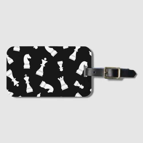 Unique Black and White Chess Piece Pattern Luggage Tag