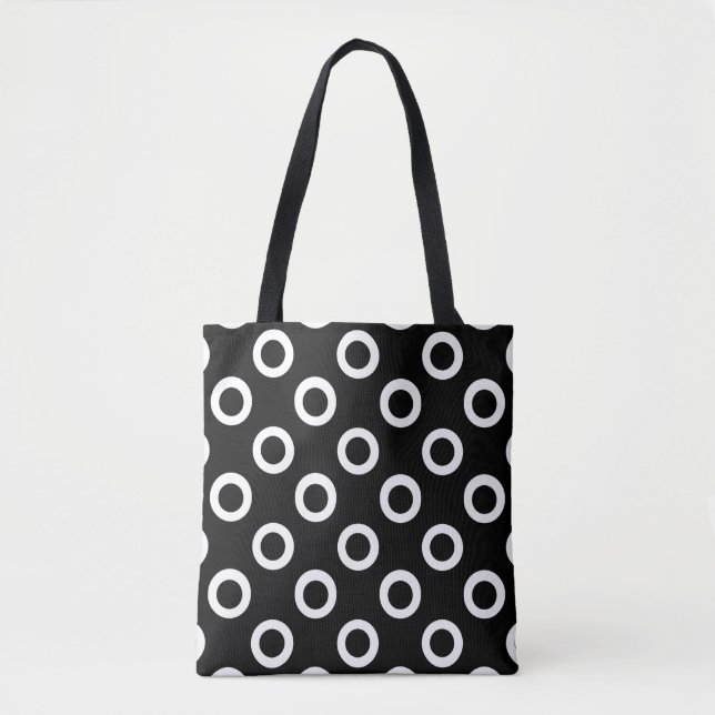 Unique Black and White Circles Tote Bag (Front)