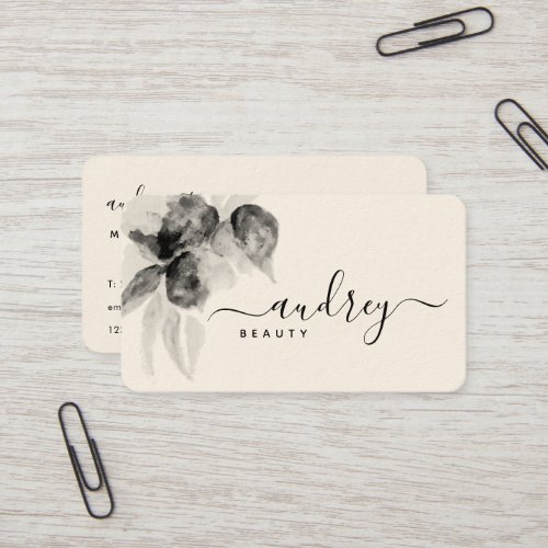 Unique Black and White Floral Fancy Signature Business Card