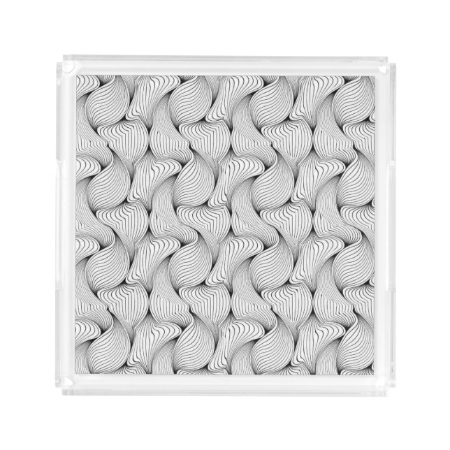 Unique Black and White Interwoven Lines Acrylic Tray (Front)