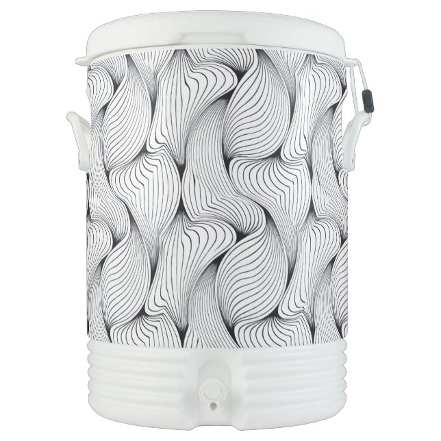 Unique Black and White Interwoven Lines Beverage Cooler (Front)