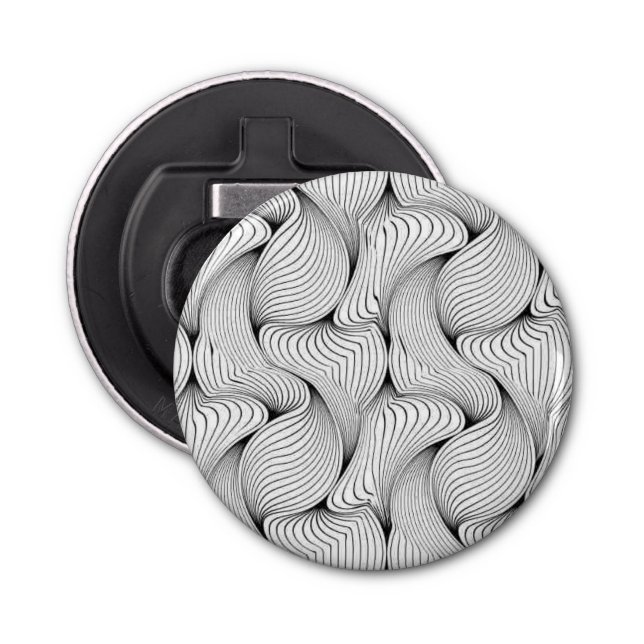 Unique Black and White Interwoven Lines Bottle Opener (Front)