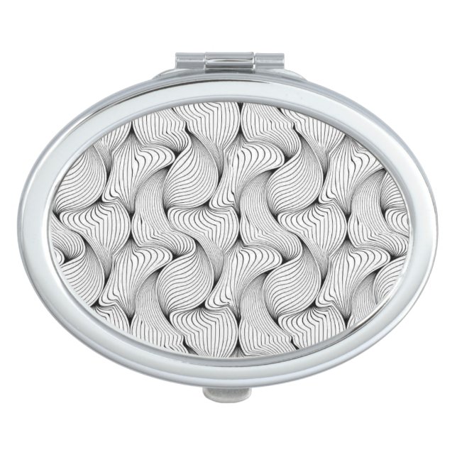 Unique Black and White Interwoven Lines Compact Mirror (Front)