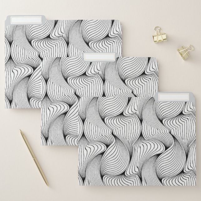 Unique Black and White Interwoven Lines File Folder (Set)
