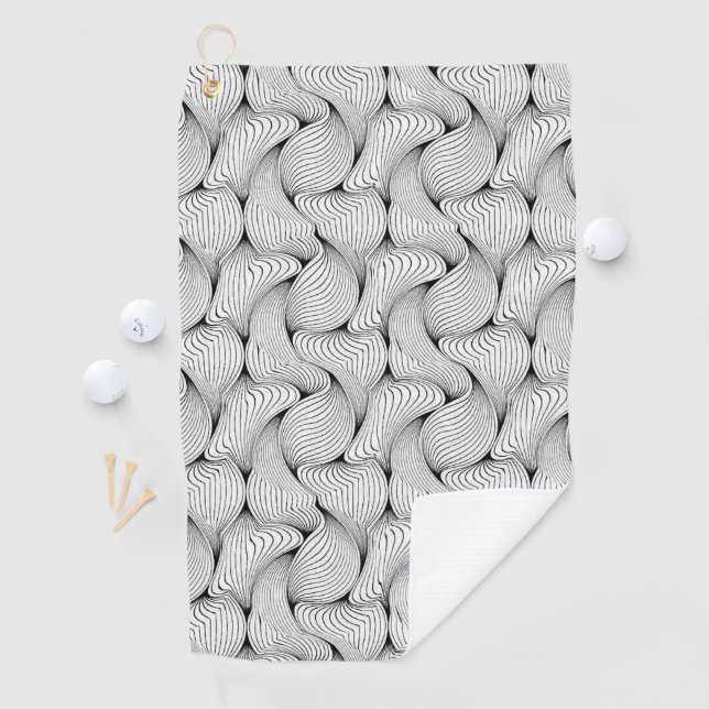 Unique Black and White Interwoven Lines Golf Towel (InSitu)