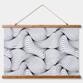 Unique Black and White Interwoven Lines Hanging Tapestry